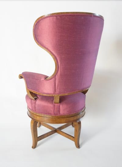 Biedermeier Fauteuil de Bureau Swivel Seat Wingback Chair circa 1830