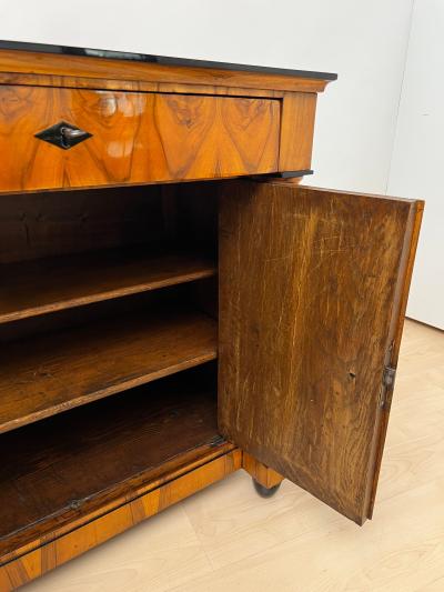 Biedermeier Half Cabinet Walnut Veneer Ebonized South Germany circa 1825