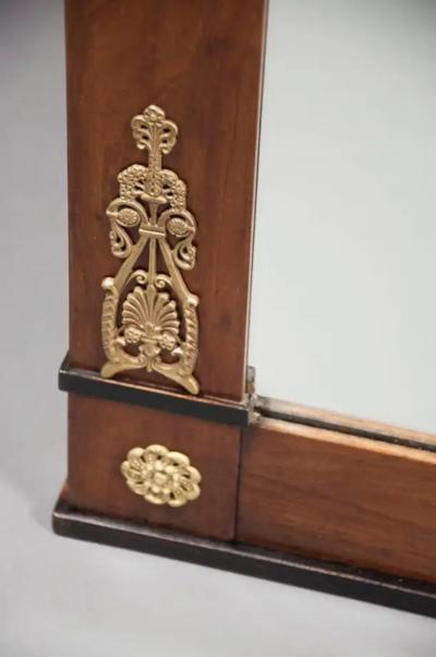 Biedermeier Mahogany Ebonized and Bronze Mounted Pier Mirror