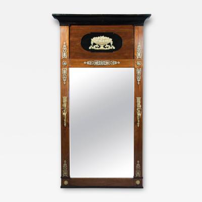 Biedermeier Mahogany Ebonized and Bronze Mounted Pier Mirror