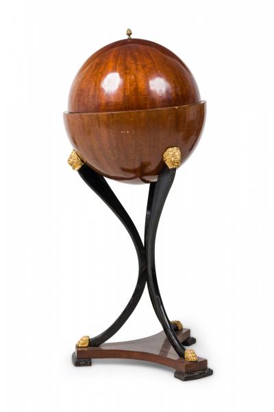 Biedermeier Mahogany Ebonized and Parcel Gilt Globe Form Work Desk