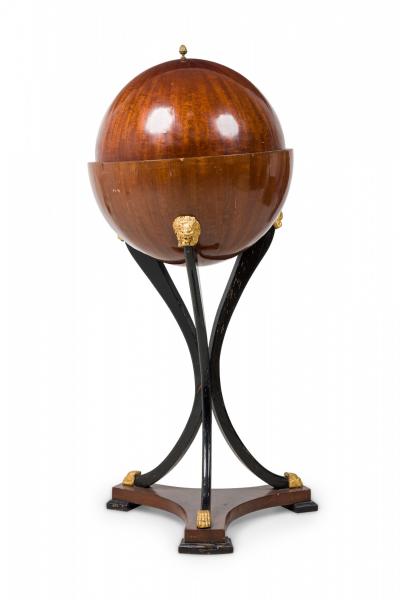 Biedermeier Mahogany Ebonized and Parcel Gilt Globe Form Work Desk