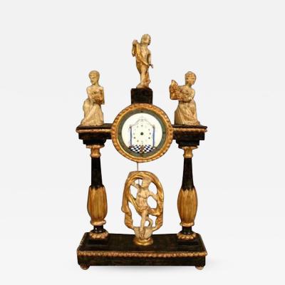 Biedermeier Period Wood and Gilt Clock