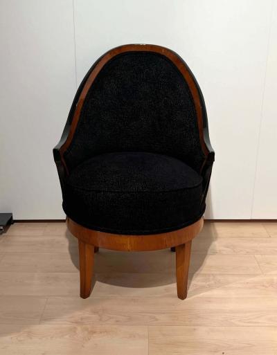 Biedermeier Revolving Chair Cherry Veneer Black Velvet South Germany c 1820