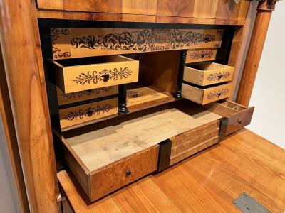 Biedermeier Secretaire Cherry Veneer Inlays Brass South Germany circa 1830