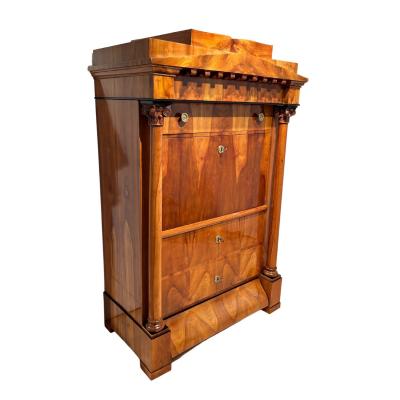 Biedermeier Secretaire Cherry Veneer Inlays Brass South Germany circa 1830