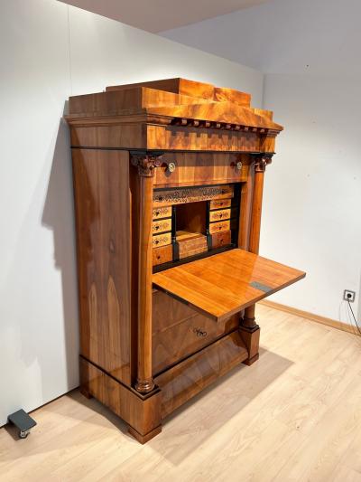 Biedermeier Secretaire Cherry Veneer Inlays Brass South Germany circa 1830