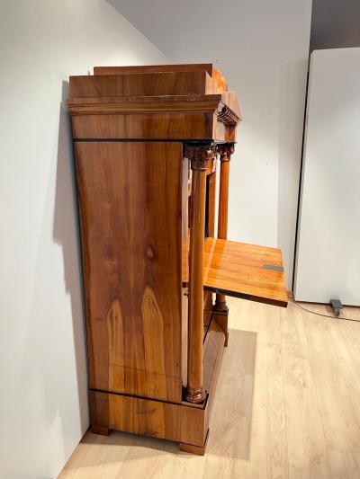 Biedermeier Secretaire Cherry Veneer Inlays Brass South Germany circa 1830