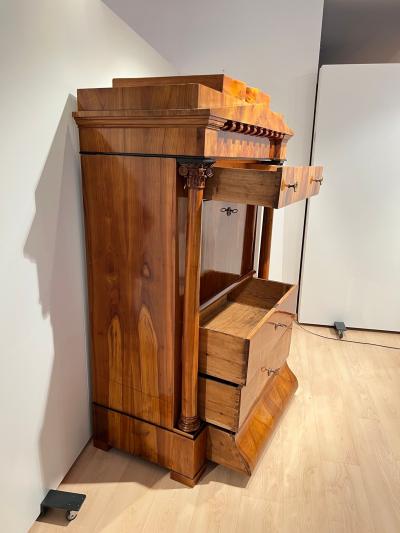 Biedermeier Secretaire Cherry Veneer Inlays Brass South Germany circa 1830