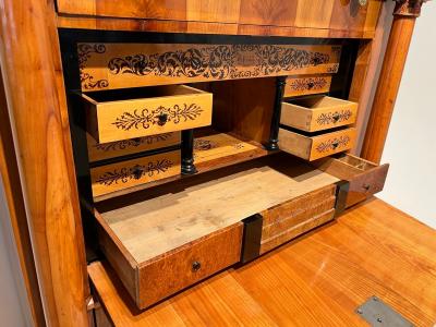 Biedermeier Secretaire Cherry Veneer Inlays Brass South Germany circa 1830
