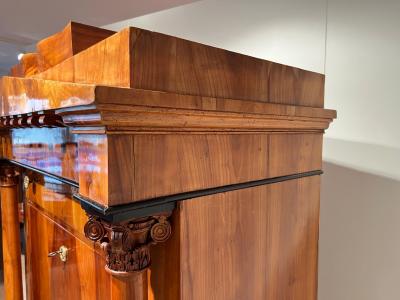 Biedermeier Secretaire Cherry Veneer Inlays Brass South Germany circa 1830