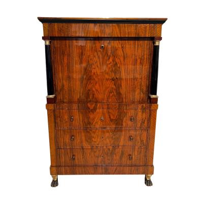 Biedermeier Secretaire Walnut Maple Paw Feet Austria circa 1820