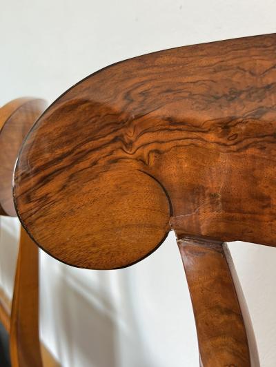 Biedermeier Shovel Chair Walnut Veneer Black Leather Austria circa 1820