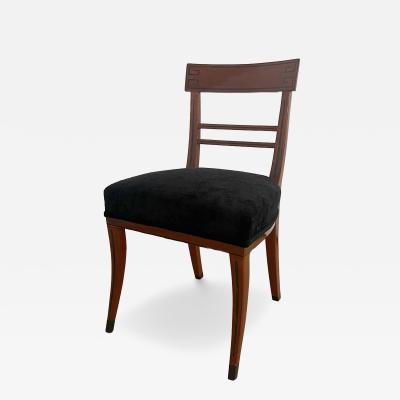 Biedermeier Side Chair Mahogany Ebony Inlays Black Velvet Austria circa 1820