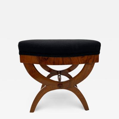 Biedermeier Stool Walnut Black Fabric South Germany circa 1825