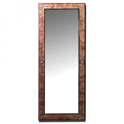 Biedermeier Style Burl Ash and Bronze Wall Mirror