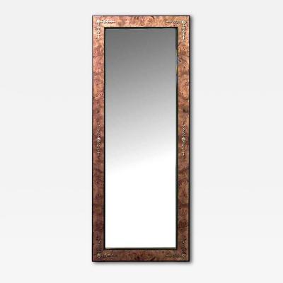 Biedermeier Style Burl Ash and Bronze Wall Mirror