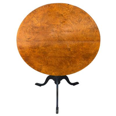 Biedermeier Style Burl Wood Tilt Top Round Breakfast Side Table