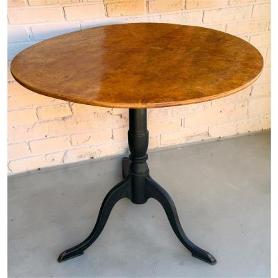 Biedermeier Style Burl Wood Tilt Top Round Breakfast Side Table