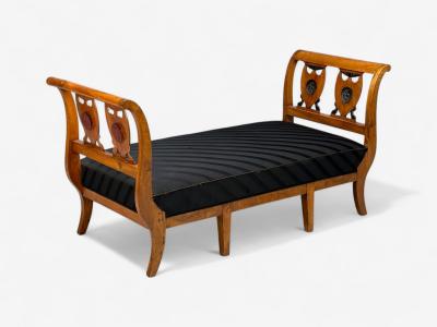 Biedermeier Style Fruitwood Black Fabric Daybed USA 19th c 