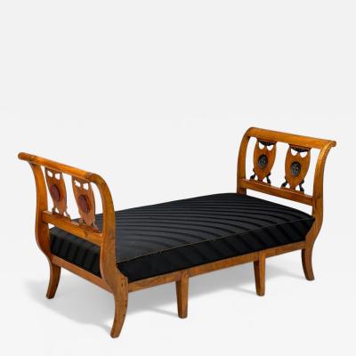 Biedermeier Style Fruitwood Black Fabric Daybed USA 19th c 