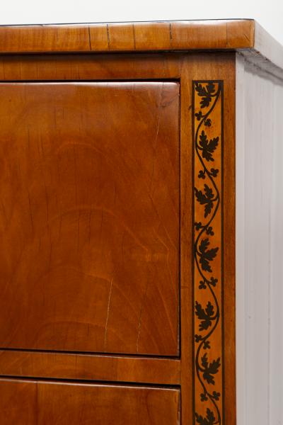 Biedermeier Two Drawer Chest With Unique Lacquered Leaf Design