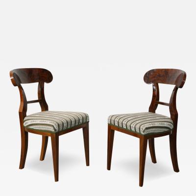 Biedermeier Two Walnut Chairs Vienna c 1830 