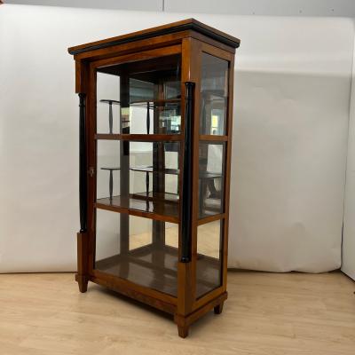 Biedermeier Vitrine Walnut Brass Three Sides Glazed South Germany circa 1830