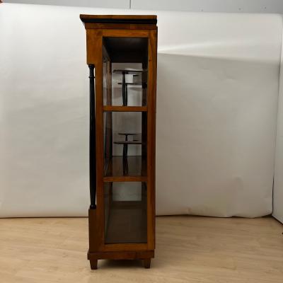 Biedermeier Vitrine Walnut Brass Three Sides Glazed South Germany circa 1830