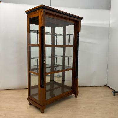 Biedermeier Vitrine Walnut Brass Three Sides Glazed South Germany circa 1830