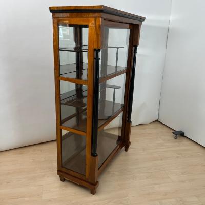 Biedermeier Vitrine Walnut Brass Three Sides Glazed South Germany circa 1830