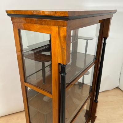 Biedermeier Vitrine Walnut Brass Three Sides Glazed South Germany circa 1830