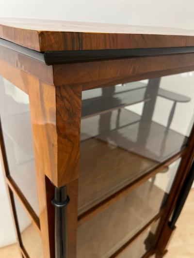 Biedermeier Vitrine Walnut Brass Three Sides Glazed South Germany circa 1830