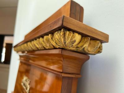 Biedermeier Wall Mirror Cherry Veneer Brass Decor South Germany circa 1820