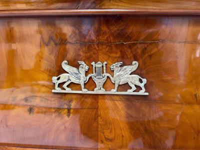 Biedermeier Wall Mirror Cherry Veneer Brass Decor South Germany circa 1820