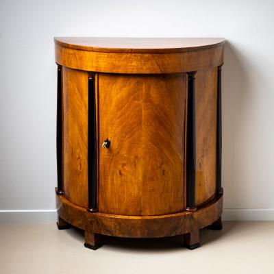 Biedermeier Walnut Demilune Cabinet with Ebonized Details Germany circa 1820
