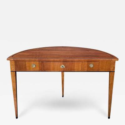Biedermeier style cherrywood 3 drawer demilune writing desk