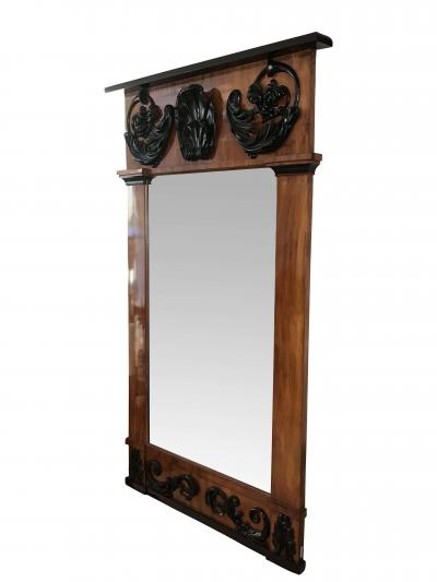 Big Empire Mirror Mahogany Carved Decor South Germany circa 1810