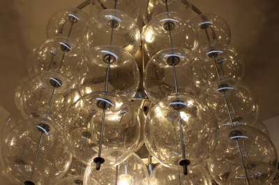 Big Glass Ceiling Light Czceh c 1960