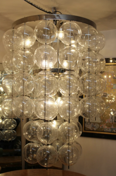 Big Glass Ceiling Light Czceh c 1960