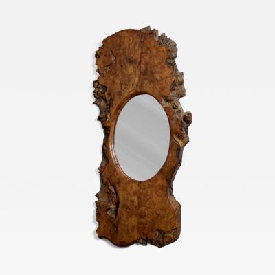 Big brutalist burl mirror 1970s 
