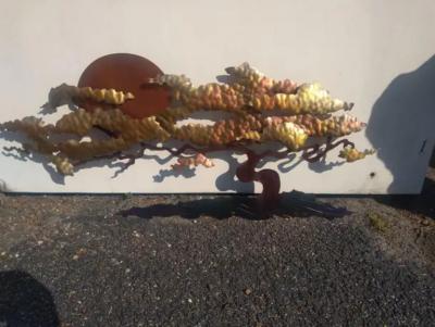 Bijan Painted Metal and Copper Wall Sculpture