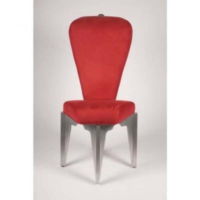 Bilhenry Walker Diamond Spine Chair in Aluminum and Fabric by Sculptor BilHenry Walker