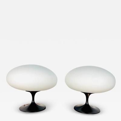 Bill Curry Pair of Bill Curry Mushroom Lamps in black enamel