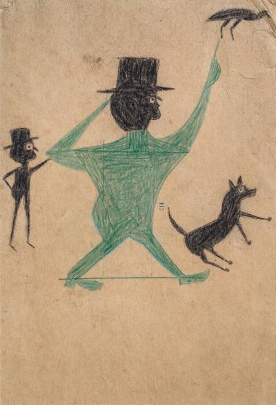 Bill Traylor Exciting Event Green Man with Dog