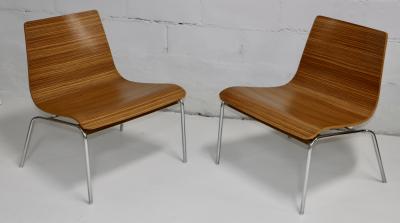 Billiani Zebra wood And Chrome Modern Slipper Chairs