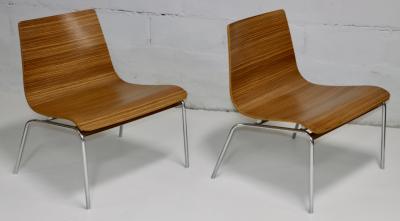 Billiani Zebra wood And Chrome Modern Slipper Chairs