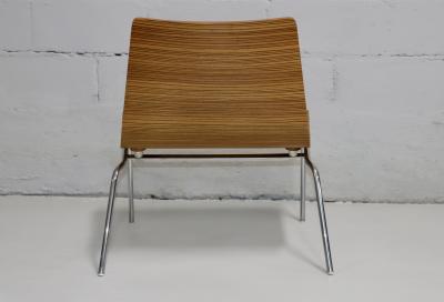 Billiani Zebra wood And Chrome Modern Slipper Chairs
