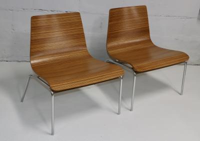 Billiani Zebra wood And Chrome Modern Slipper Chairs