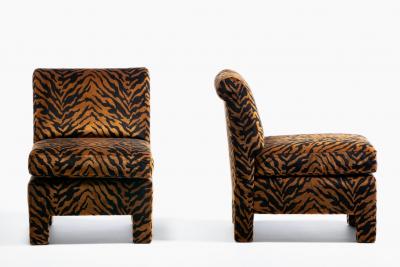 Billy Baldwin Billy Baldwin Style Hollywood Regency Slipper Chairs in Tiger Velvet